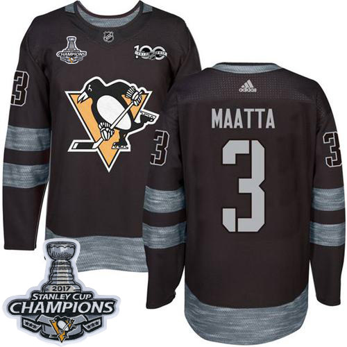 Adidas Penguins #3 Olli Maatta Black 1917-100th Anniversary Stanley Cup Finals Champions Stitched NHL Jersey